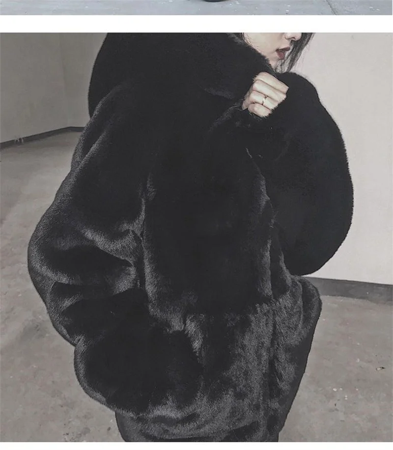 High Quality Quilted Thick Furry Coat Female Autumn And Winter Lamb Plush Imitation Mink Rex Rabbit Fur Coat Women Hooded Jacket