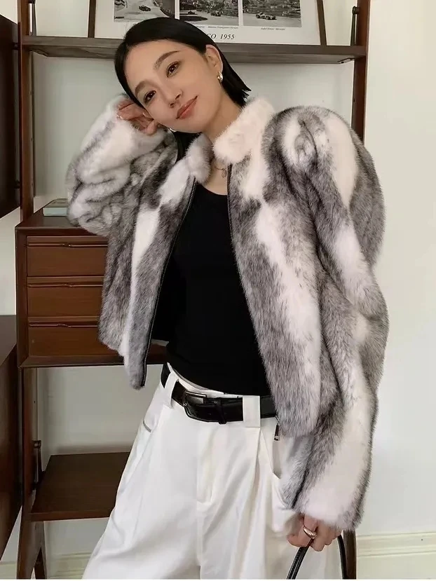 Faux Mink Fur Coat for Women,Short Jackets,O-Neck Overcoat,Female Clothes,High-Quality,England Style,Autumn,Winter,New
