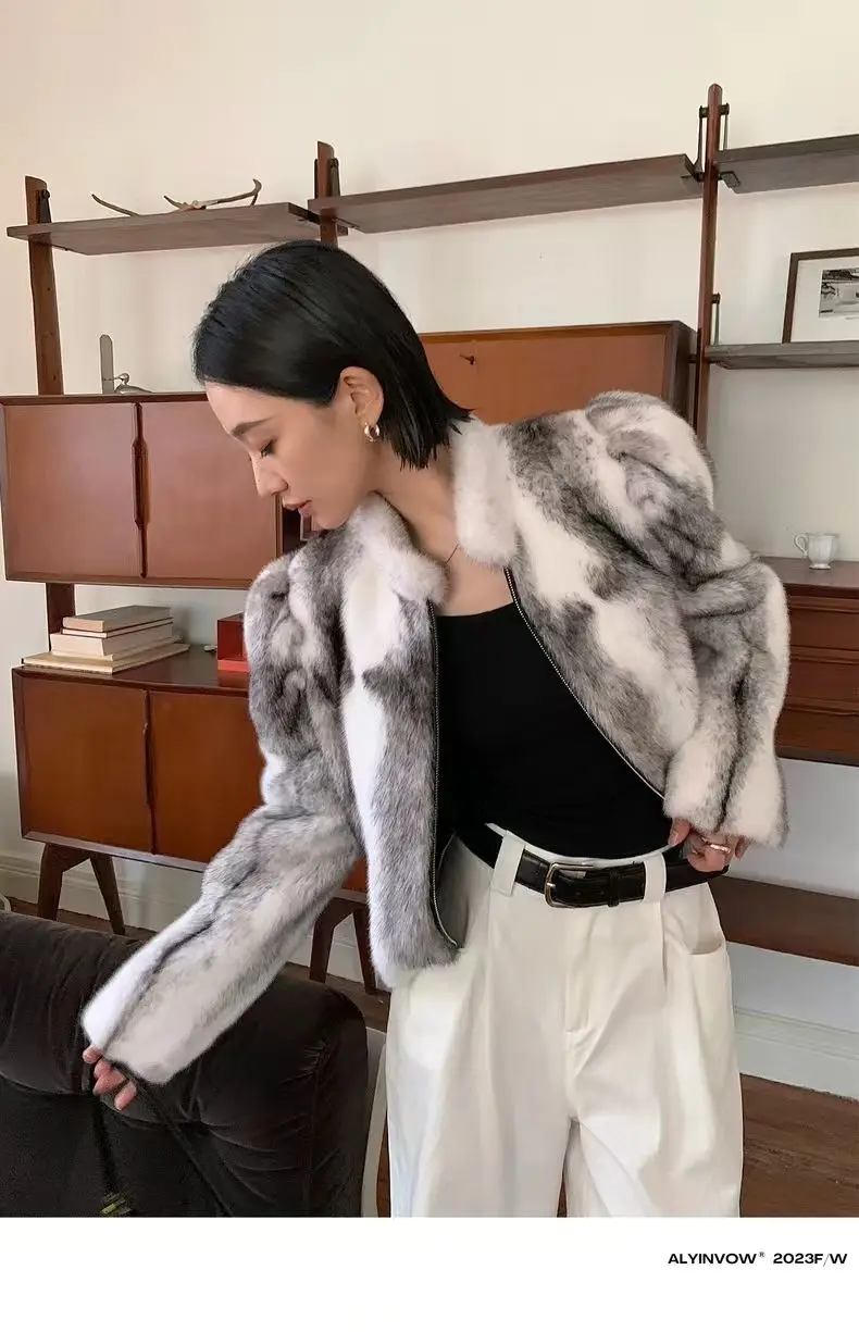Faux Mink Fur Coat for Women,Short Jackets,O-Neck Overcoat,Female Clothes,High-Quality,England Style,Autumn,Winter,New