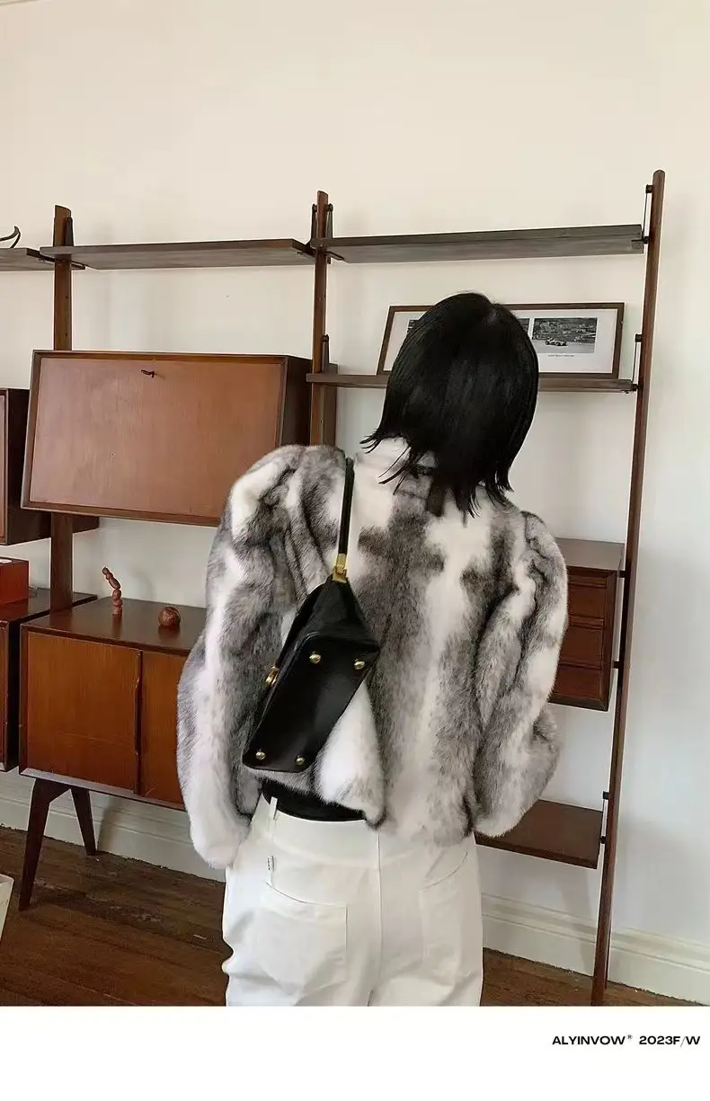 Faux Mink Fur Coat for Women,Short Jackets,O-Neck Overcoat,Female Clothes,High-Quality,England Style,Autumn,Winter,New