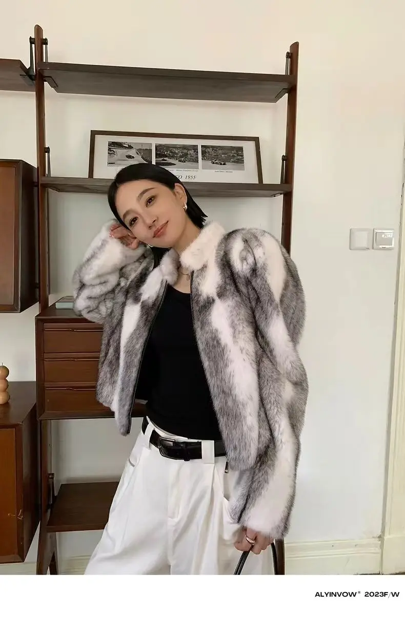 Faux Mink Fur Coat for Women,Short Jackets,O-Neck Overcoat,Female Clothes,High-Quality,England Style,Autumn,Winter,New
