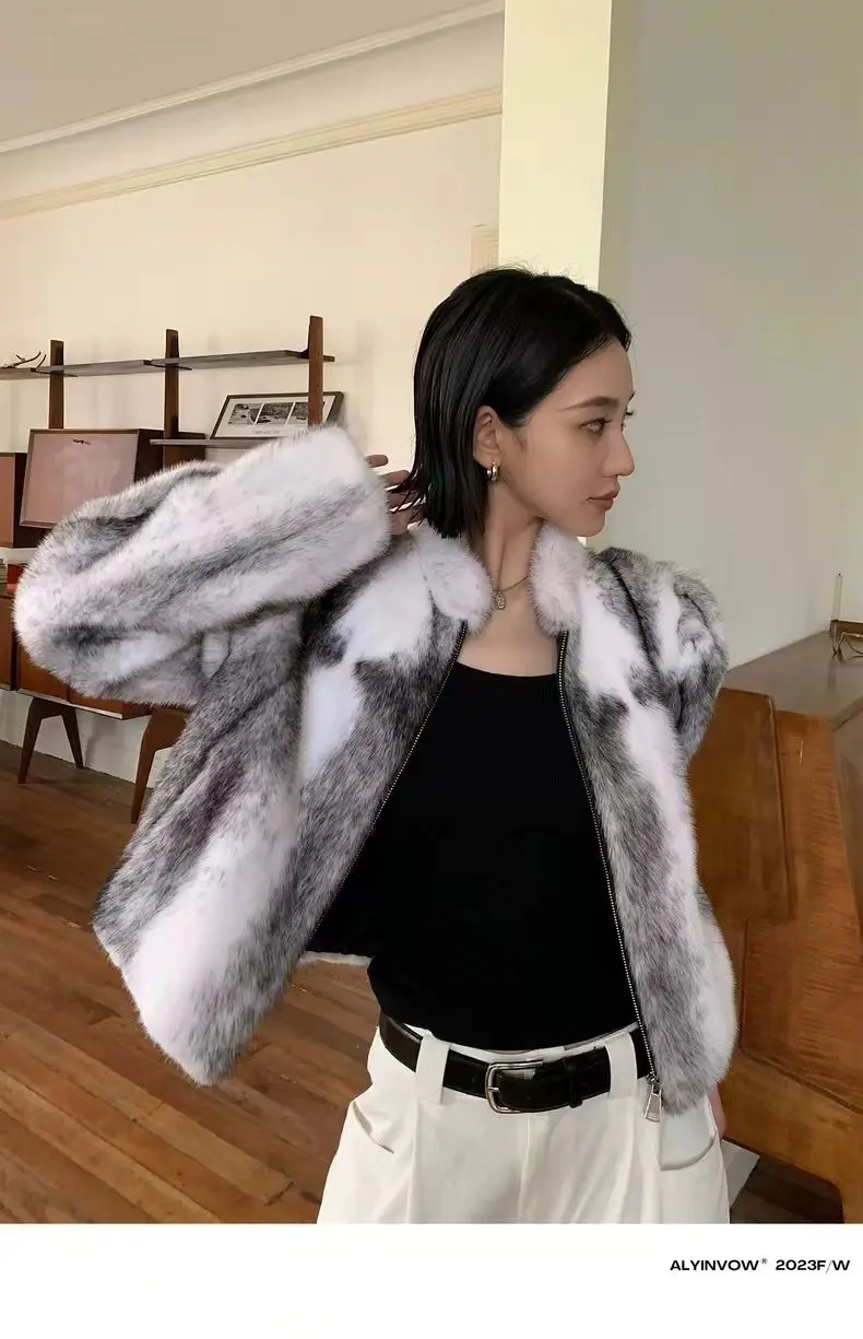 Faux Mink Fur Coat for Women,Short Jackets,O-Neck Overcoat,Female Clothes,High-Quality,England Style,Autumn,Winter,New