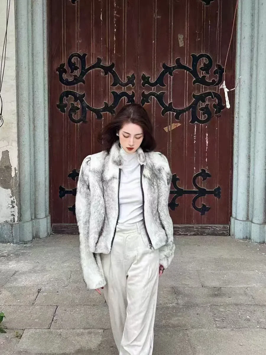 Faux Mink Fur Coat for Women,Short Jackets,O-Neck Overcoat,Female Clothes,High-Quality,England Style,Autumn,Winter,New