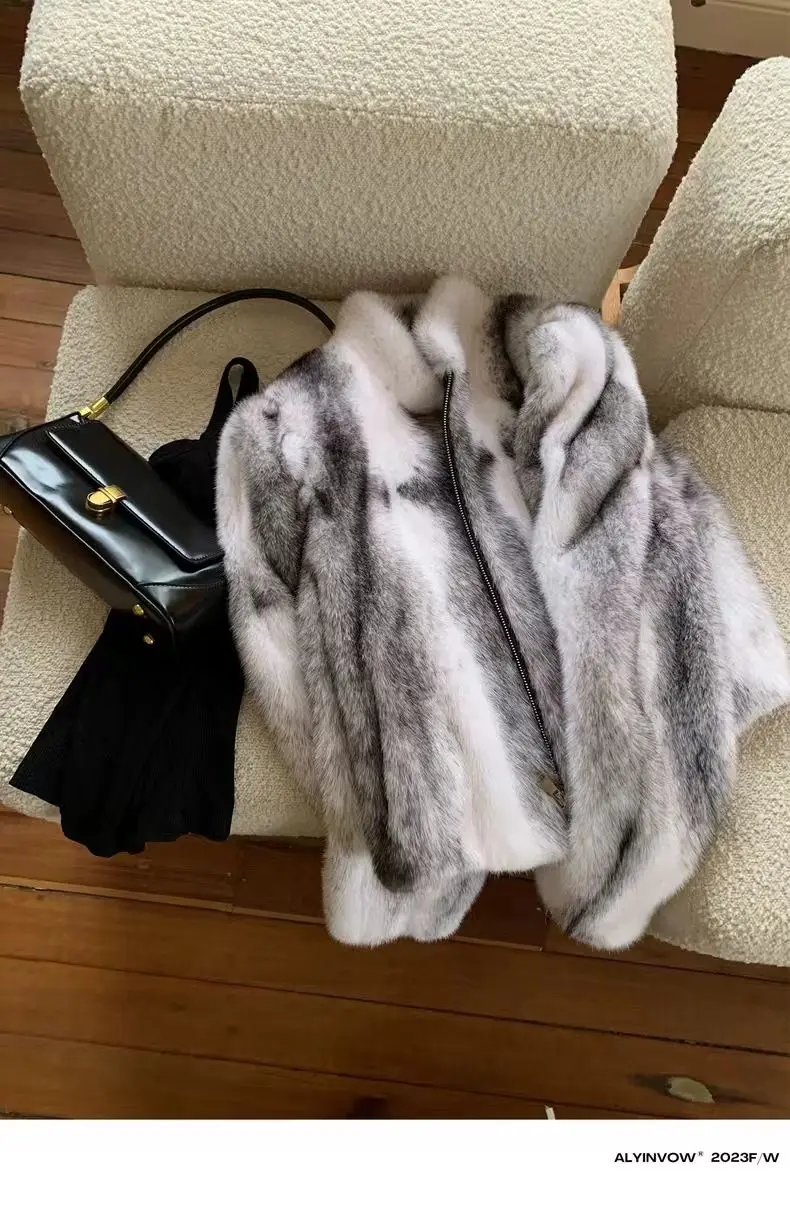 Faux Mink Fur Coat for Women,Short Jackets,O-Neck Overcoat,Female Clothes,High-Quality,England Style,Autumn,Winter,New