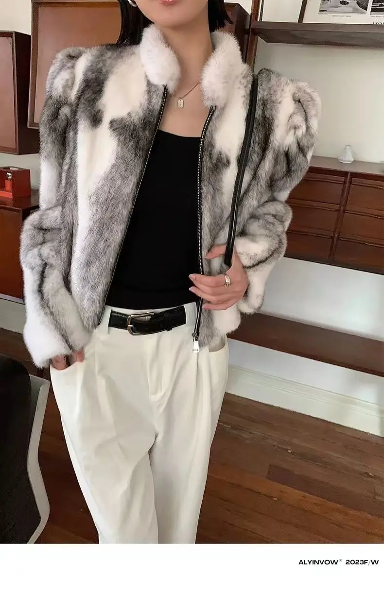 Faux Mink Fur Coat for Women,Short Jackets,O-Neck Overcoat,Female Clothes,High-Quality,England Style,Autumn,Winter,New