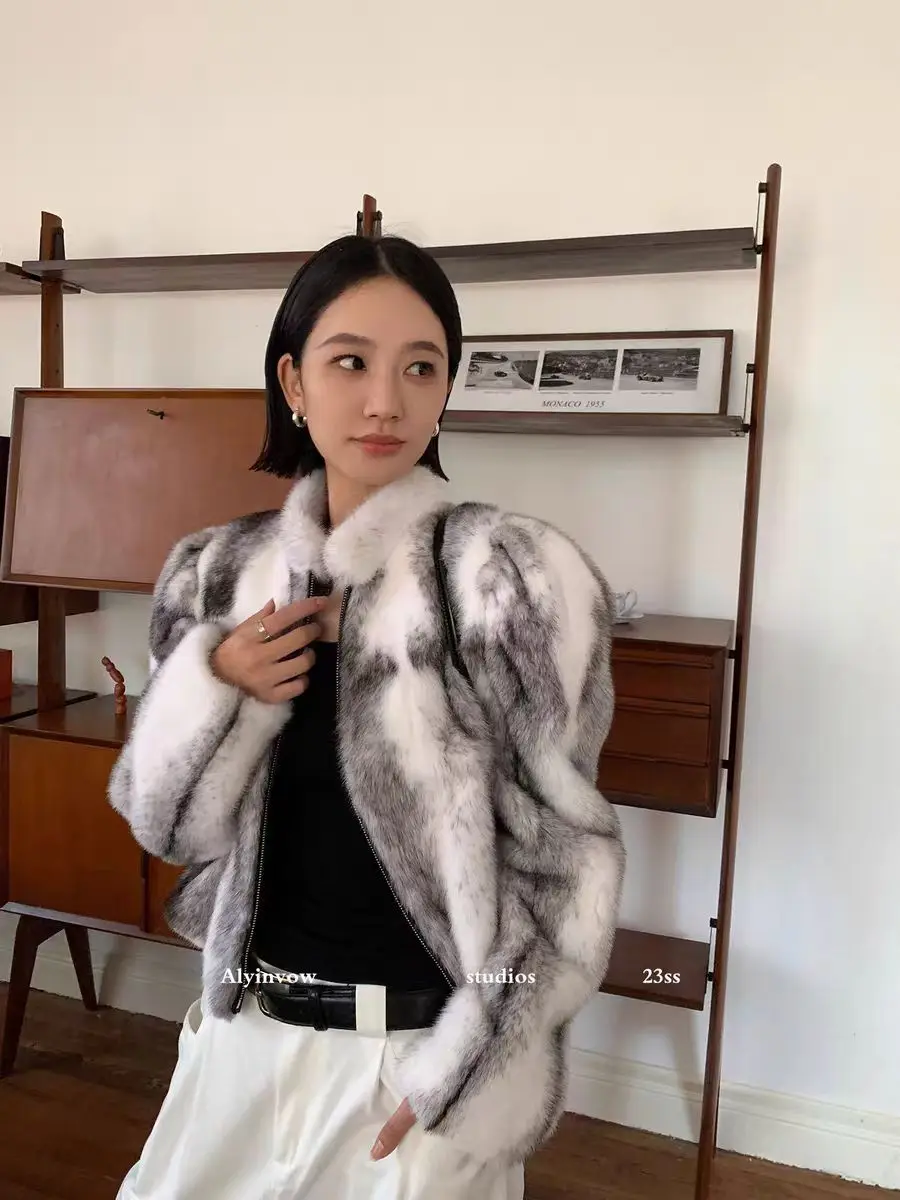 Faux Mink Fur Coat for Women,Short Jackets,O-Neck Overcoat,Female Clothes,High-Quality,England Style,Autumn,Winter,New