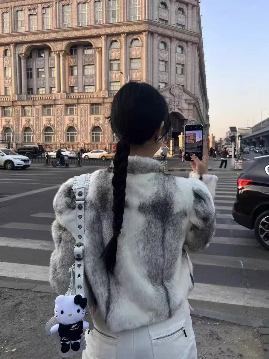 Faux Mink Fur Coat for Women,Short Jackets,O-Neck Overcoat,Female Clothes,High-Quality,England Style,Autumn,Winter,New