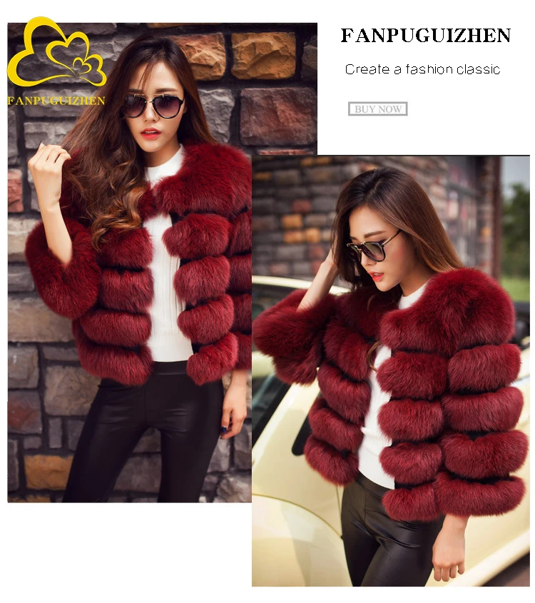 FANPUGUIZHEN Women Coats Autumn Winter New Fashion Pink Faux Fur Coat Elegant Thick Warm Outerwear Fake Fur Woman Jackets