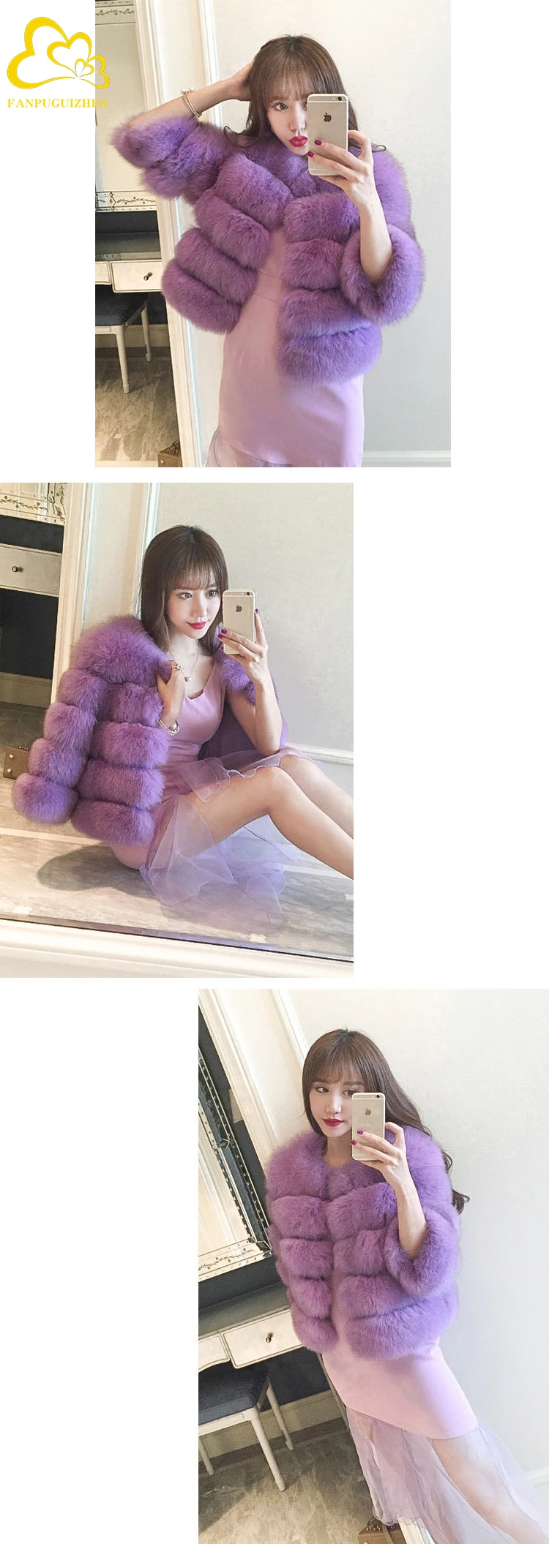 FANPUGUIZHEN Women Coats Autumn Winter New Fashion Pink Faux Fur Coat Elegant Thick Warm Outerwear Fake Fur Woman Jackets