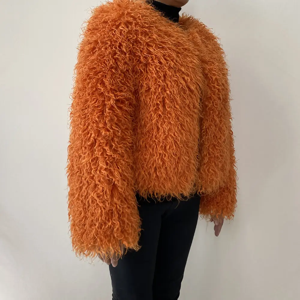 Women's Fur Coat Furry Lamb Wool Faux Fur Coat Female Shaggy Sheepskin Coat Winter Artificial Fur Jacket