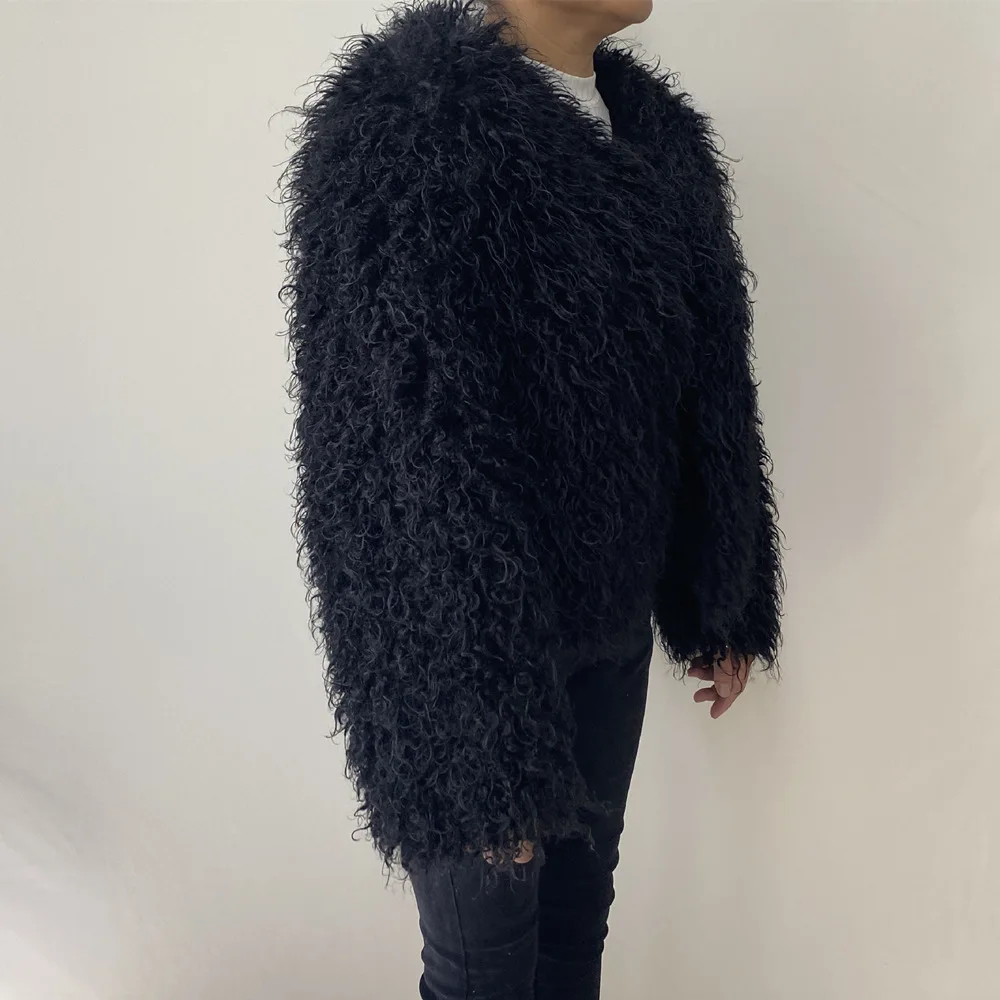 Women's Fur Coat Furry Lamb Wool Faux Fur Coat Female Shaggy Sheepskin Coat Winter Artificial Fur Jacket