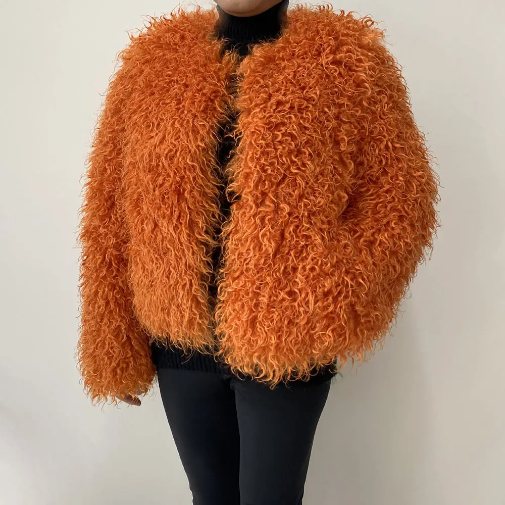 Women's Fur Coat Furry Lamb Wool Faux Fur Coat Female Shaggy Sheepskin Coat Winter Artificial Fur Jacket