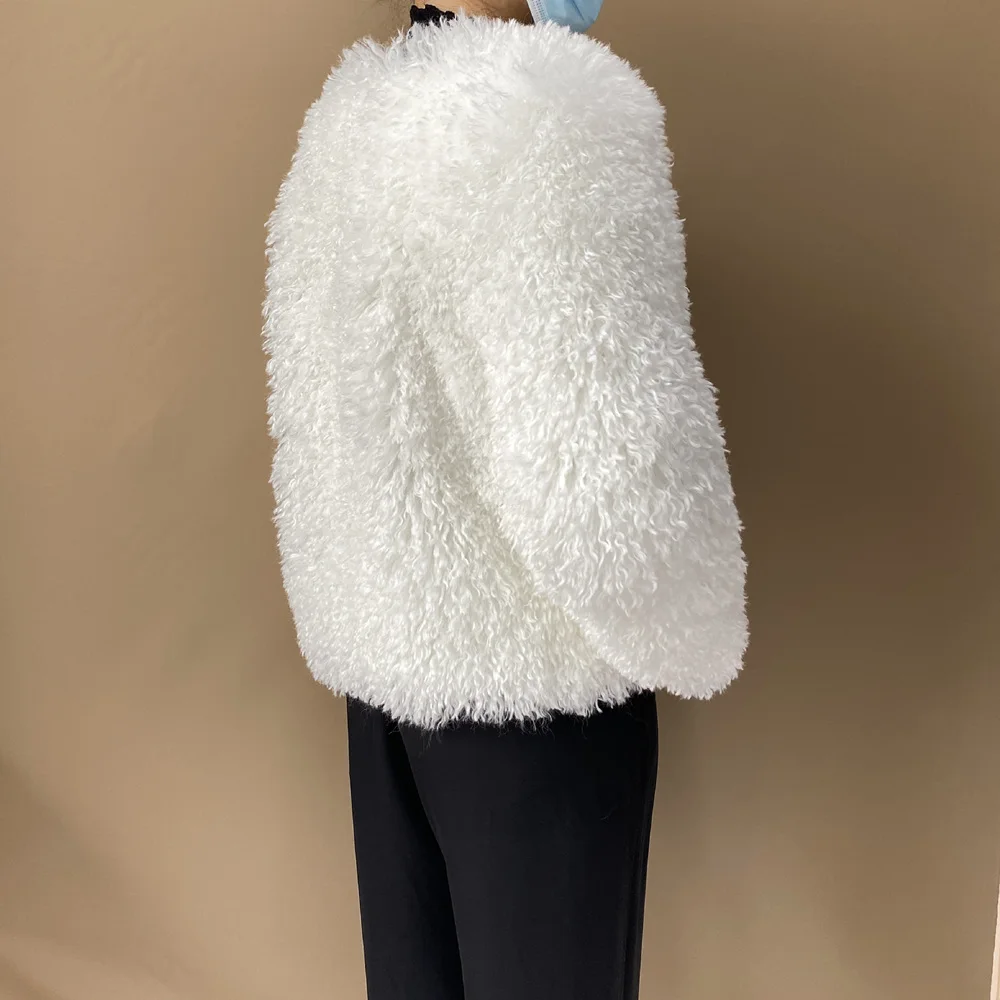 Women's Fur Coat Furry Lamb Wool Faux Fur Coat Female Shaggy Sheepskin Coat Winter Artificial Fur Jacket
