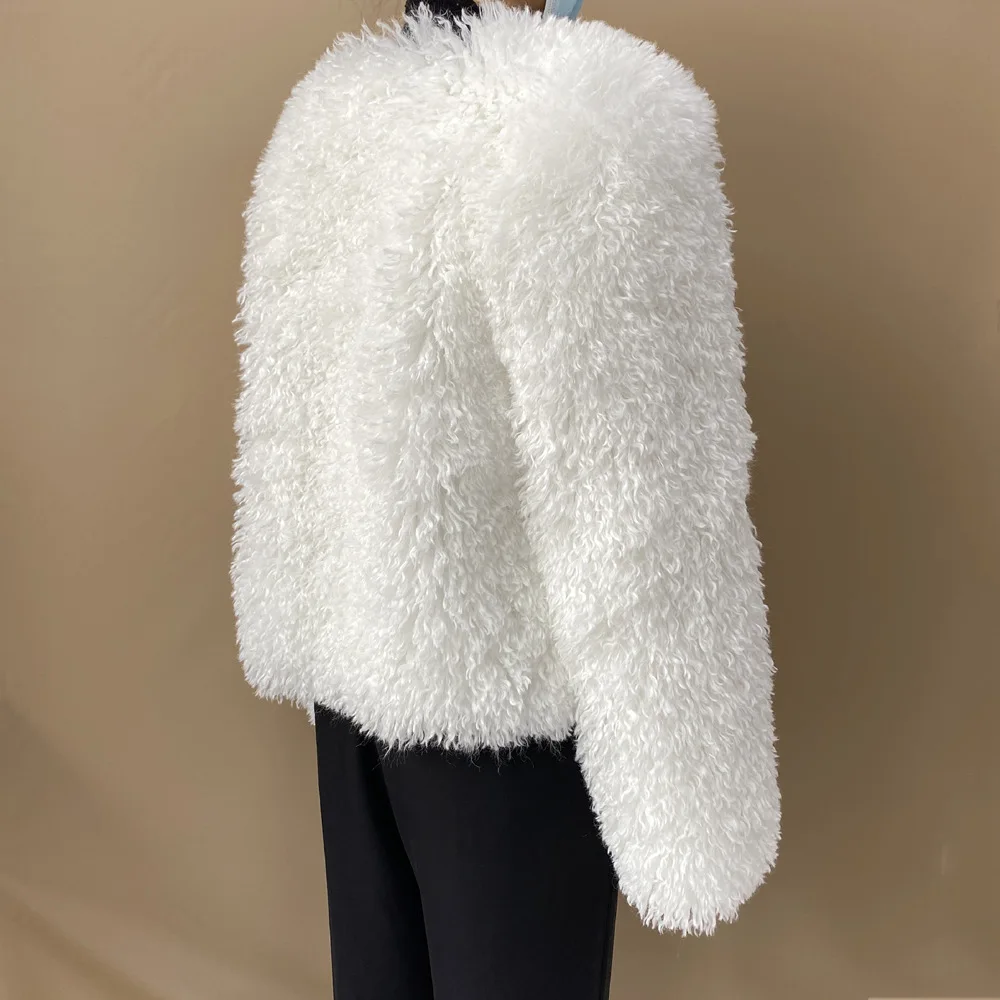 Women's Fur Coat Furry Lamb Wool Faux Fur Coat Female Shaggy Sheepskin Coat Winter Artificial Fur Jacket