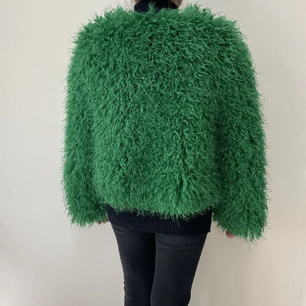 Women's Fur Coat Furry Lamb Wool Faux Fur Coat Female Shaggy Sheepskin Coat Winter Artificial Fur Jacket