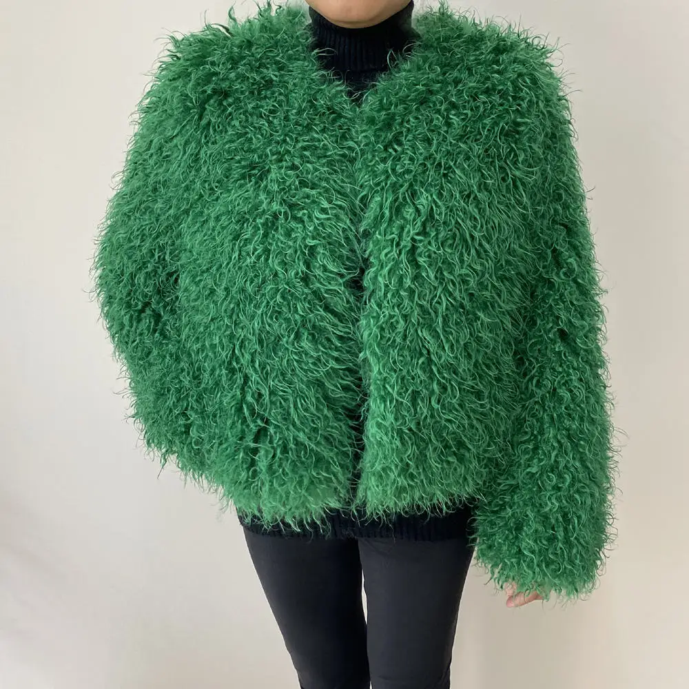Women's Fur Coat Furry Lamb Wool Faux Fur Coat Female Shaggy Sheepskin Coat Winter Artificial Fur Jacket