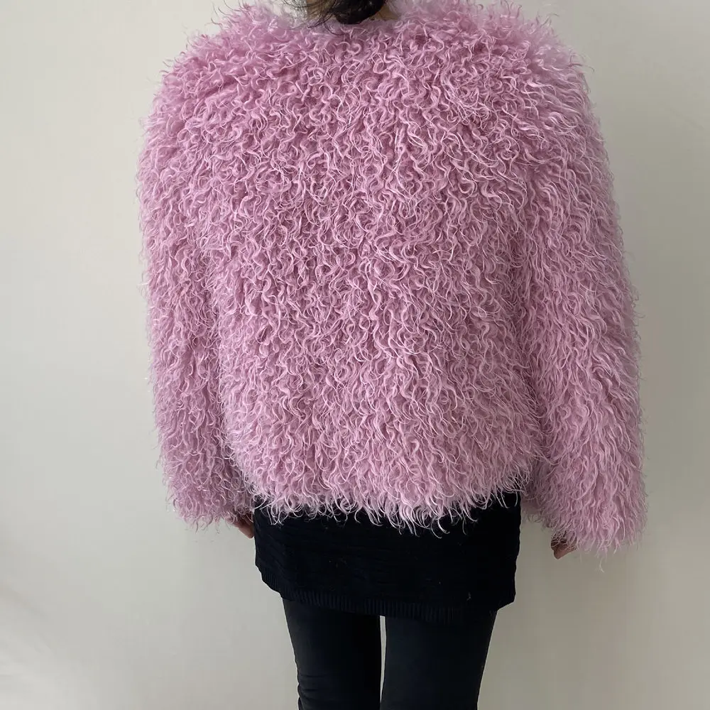 Women's Fur Coat Furry Lamb Wool Faux Fur Coat Female Shaggy Sheepskin Coat Winter Artificial Fur Jacket