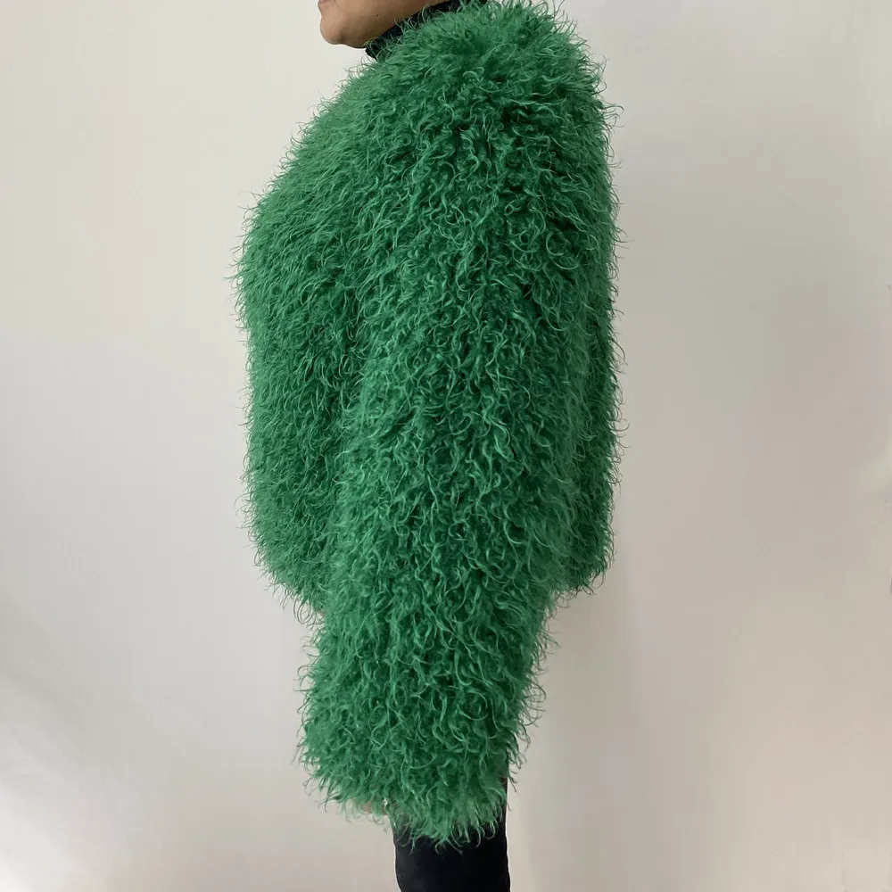 Women's Fur Coat Furry Lamb Wool Faux Fur Coat Female Shaggy Sheepskin Coat Winter Artificial Fur Jacket