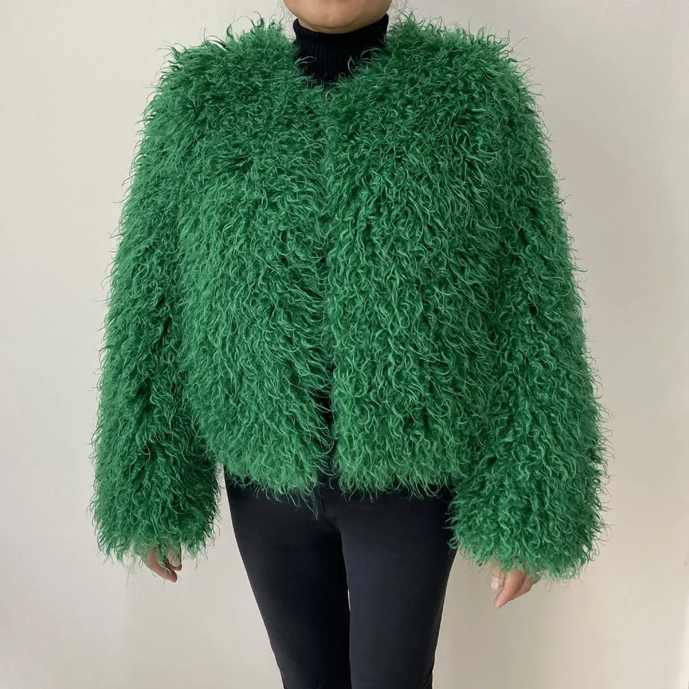 Women's Fur Coat Furry Lamb Wool Faux Fur Coat Female Shaggy Sheepskin Coat Winter Artificial Fur Jacket