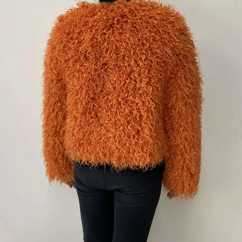 Women's Fur Coat Furry Lamb Wool Faux Fur Coat Female Shaggy Sheepskin Coat Winter Artificial Fur Jacket