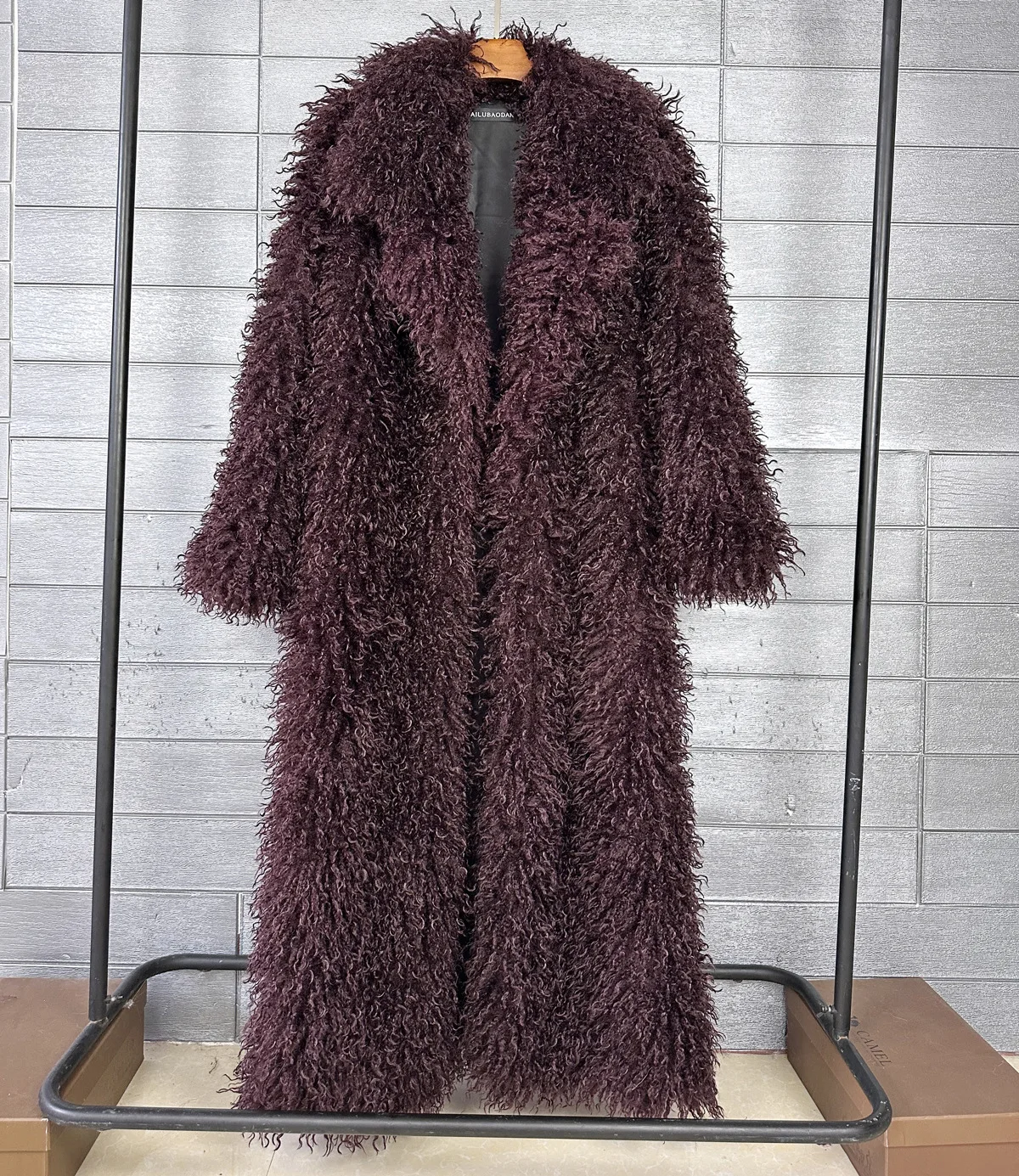 LANMREM Colorful Women's Furry Coat Rose Pink Faux Fur Coat Suit Collar Autumn Winter Thick Cardigan Long Overcoat Chic 2DB5859