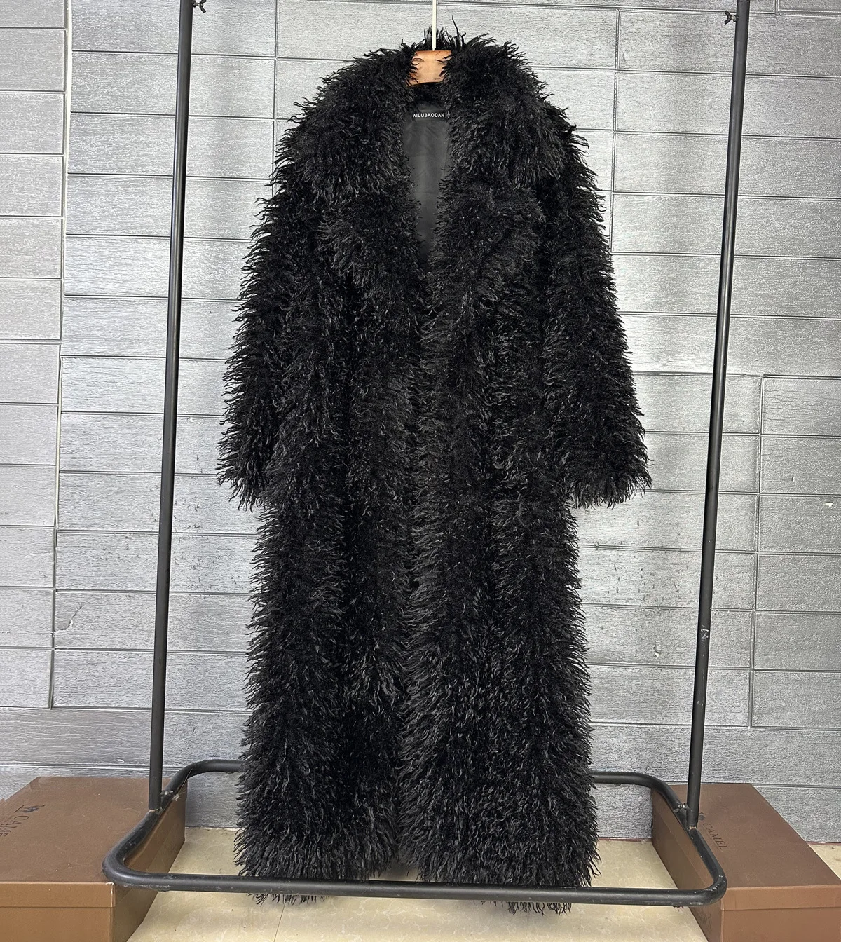 LANMREM Colorful Women's Furry Coat Rose Pink Faux Fur Coat Suit Collar Autumn Winter Thick Cardigan Long Overcoat Chic 2DB5859