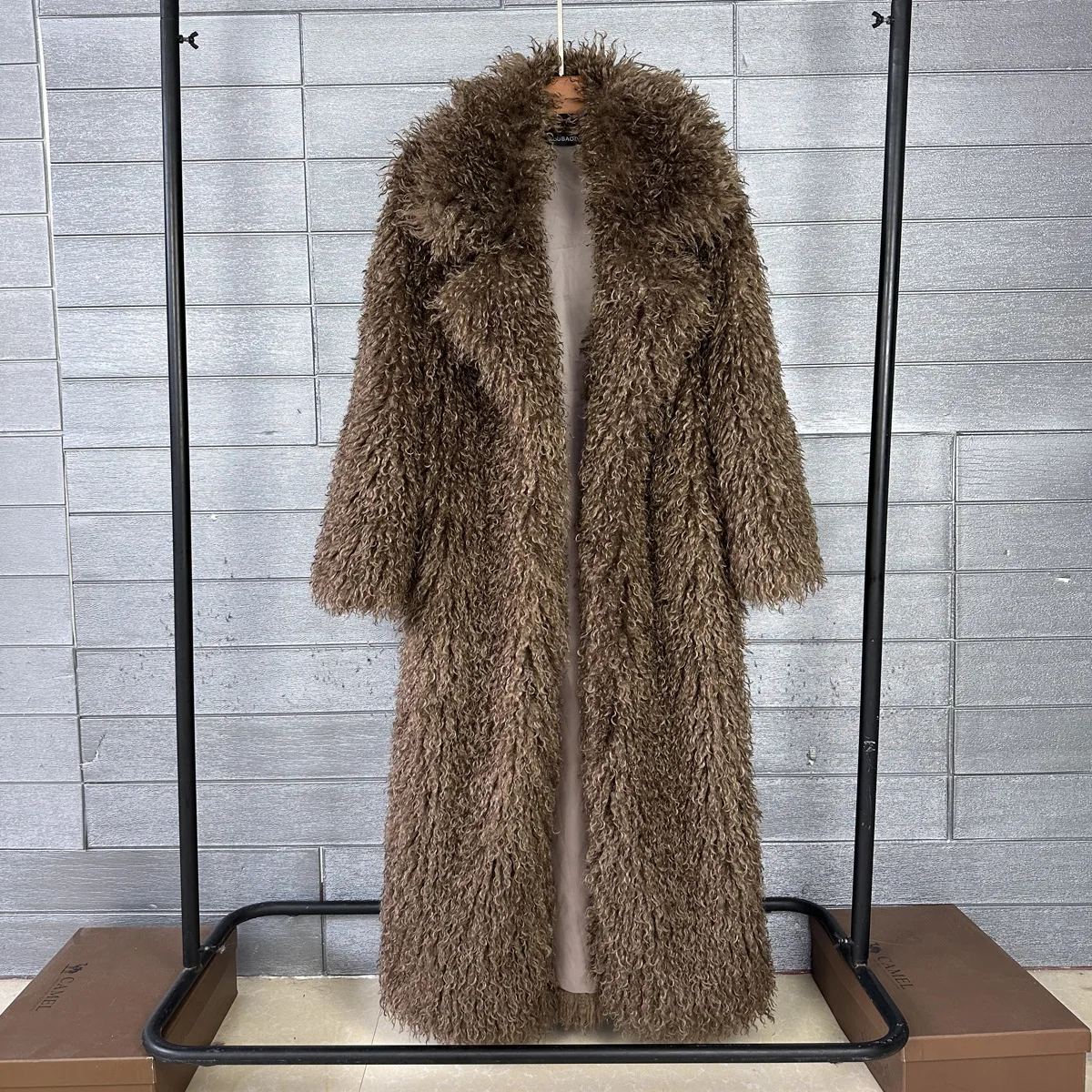 LANMREM Colorful Women's Furry Coat Rose Pink Faux Fur Coat Suit Collar Autumn Winter Thick Cardigan Long Overcoat Chic 2DB5859