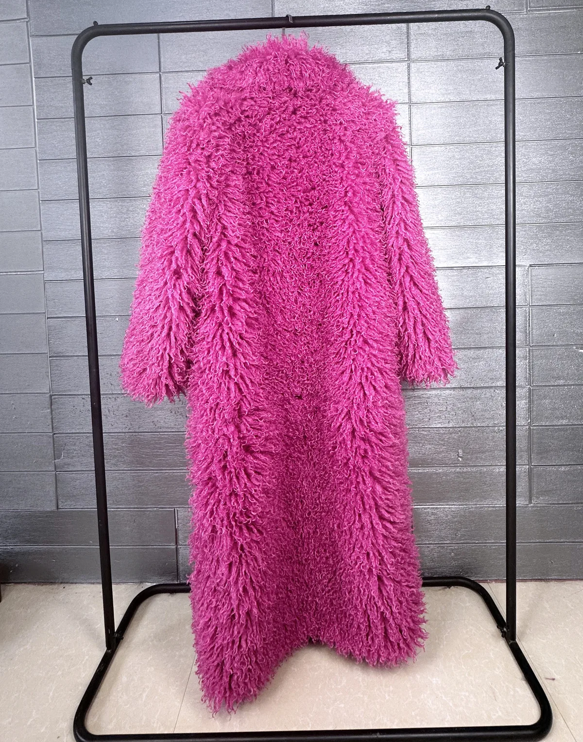 LANMREM Colorful Women's Furry Coat Rose Pink Faux Fur Coat Suit Collar Autumn Winter Thick Cardigan Long Overcoat Chic 2DB5859