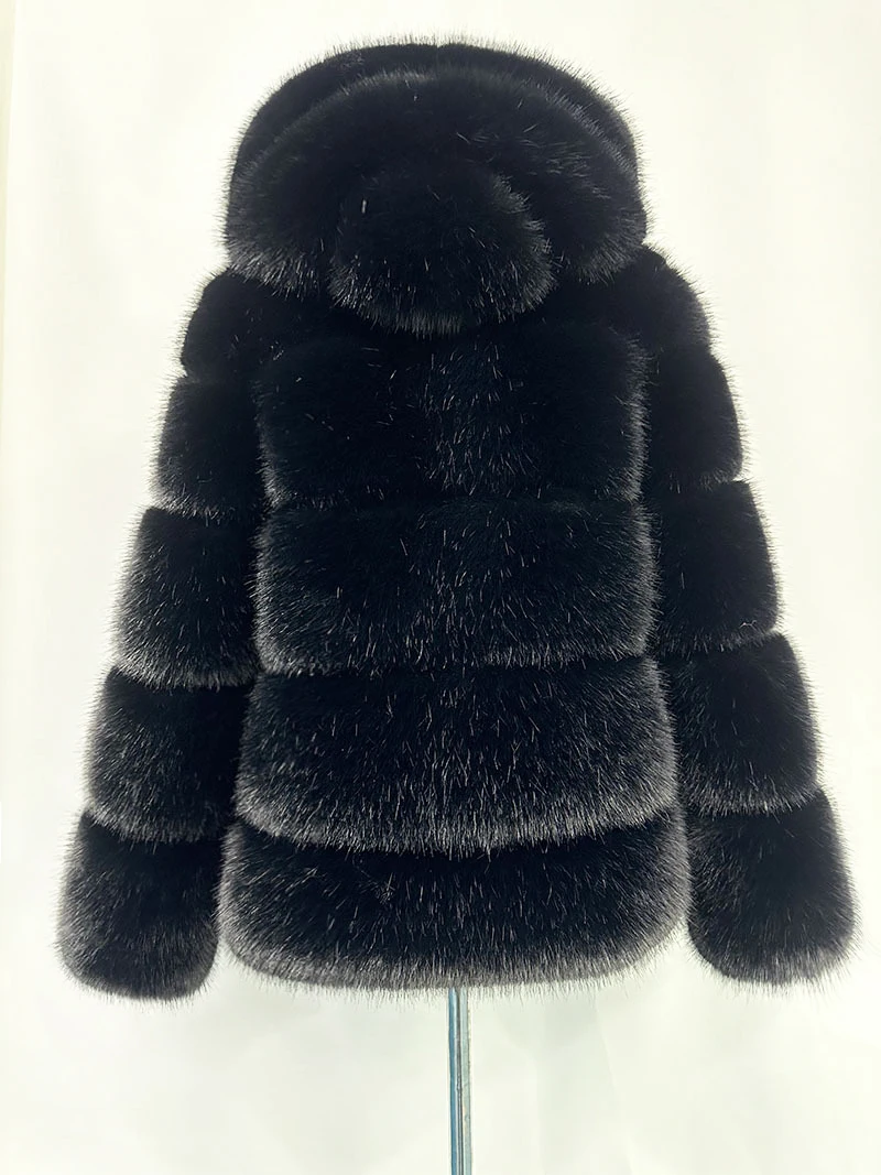 ZADORIN Winter Thick Warm Fluffy Faux Fur Coat Women Furry Hooded Long Sleeve Faux Fur Jacket Luxury Fur Coats Female Outerwears