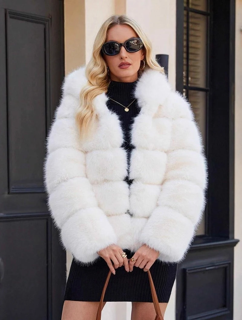 ZADORIN Winter Thick Warm Fluffy Faux Fur Coat Women Furry Hooded Long Sleeve Faux Fur Jacket Luxury Fur Coats Female Outerwears