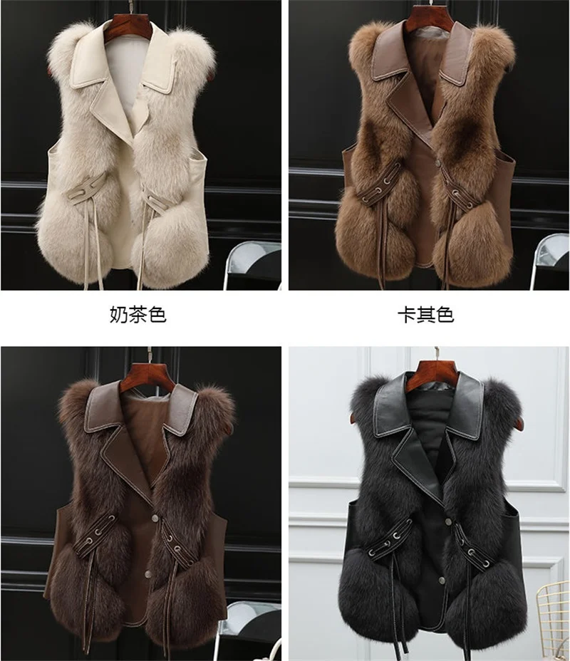 High Quality Imitation Fox Fur Vest Jacket Women Fur Vest Jacket 2026 Winter Waistcoat Short Fur Vest Female Vestcoat Sleeveless