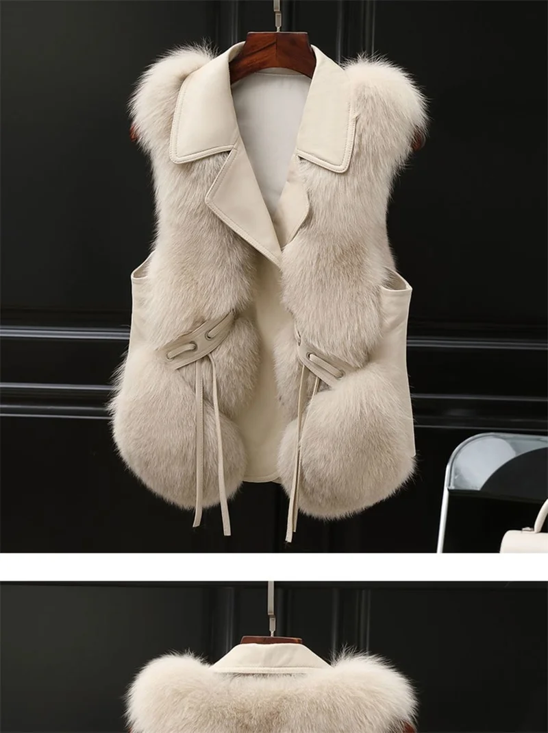 High Quality Imitation Fox Fur Vest Jacket Women Fur Vest Jacket 2026 Winter Waistcoat Short Fur Vest Female Vestcoat Sleeveless