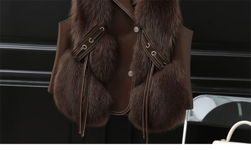 High Quality Imitation Fox Fur Vest Jacket Women Fur Vest Jacket 2026 Winter Waistcoat Short Fur Vest Female Vestcoat Sleeveless