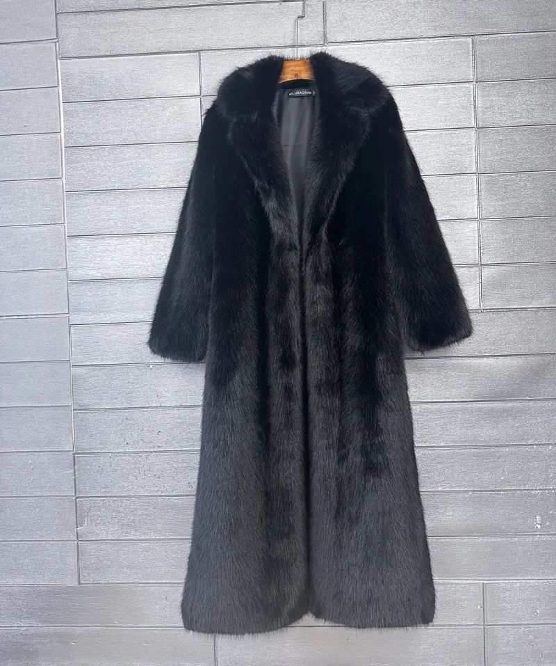 Overcoat Fur & Faux Fur 2026 New Fashion High Quality Women's Fur Coat Winter Season Style Lapel Thick Imitation Fur Women H320