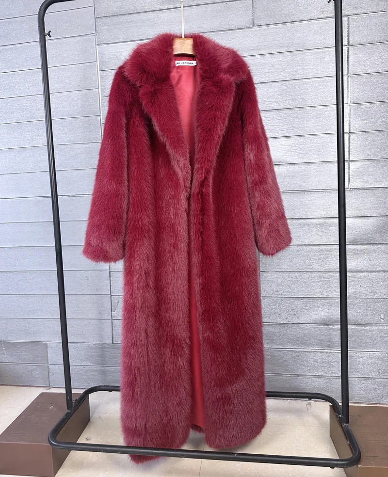 Overcoat Fur & Faux Fur 2026 New Fashion High Quality Women's Fur Coat Winter Season Style Lapel Thick Imitation Fur Women H320