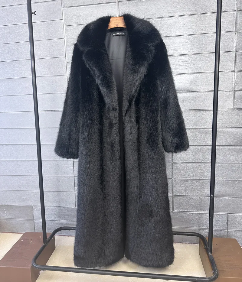 Overcoat Fur & Faux Fur 2026 New Fashion High Quality Women's Fur Coat Winter Season Style Lapel Thick Imitation Fur Women H320