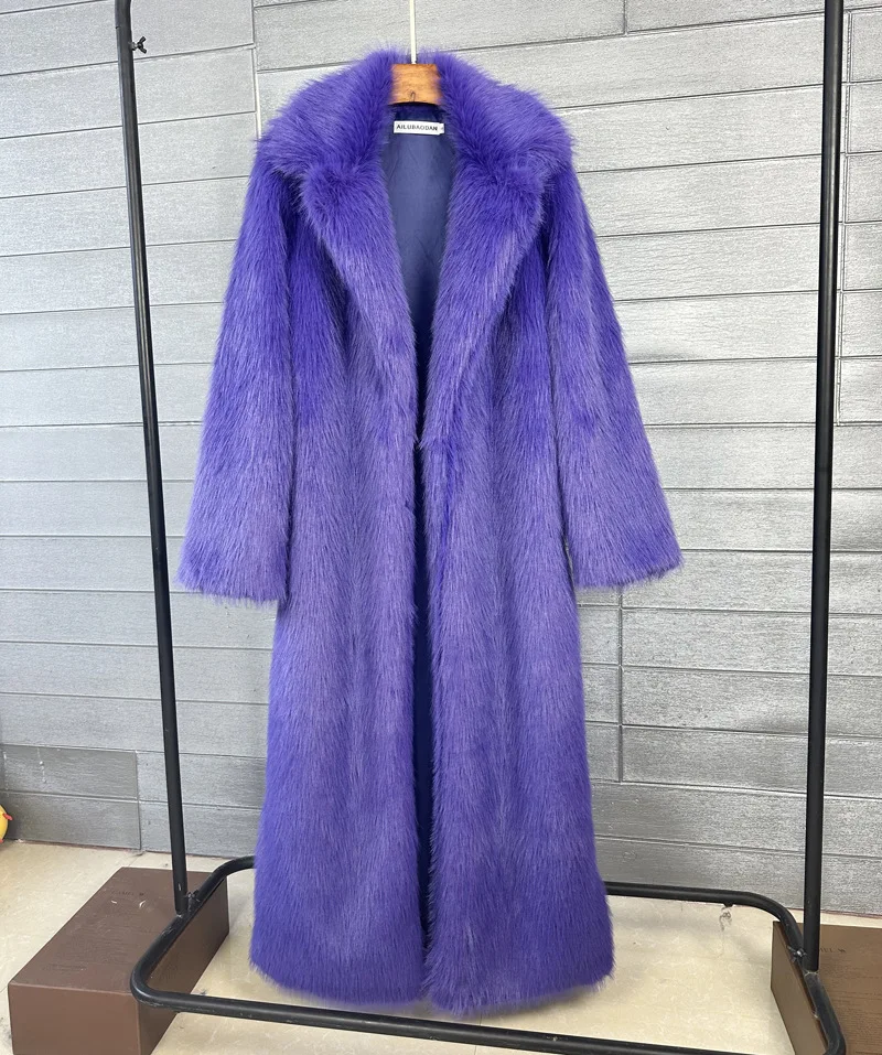 Overcoat Fur & Faux Fur 2026 New Fashion High Quality Women's Fur Coat Winter Season Style Lapel Thick Imitation Fur Women H320