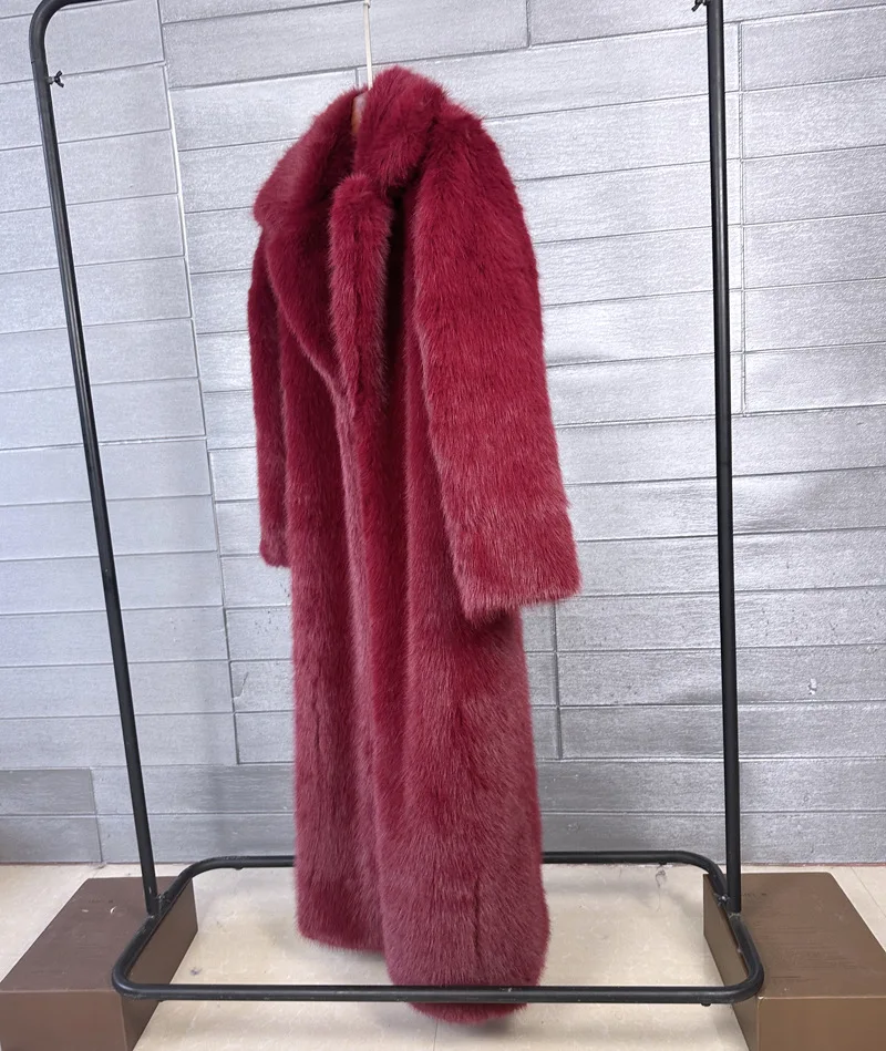 Overcoat Fur & Faux Fur 2026 New Fashion High Quality Women's Fur Coat Winter Season Style Lapel Thick Imitation Fur Women H320