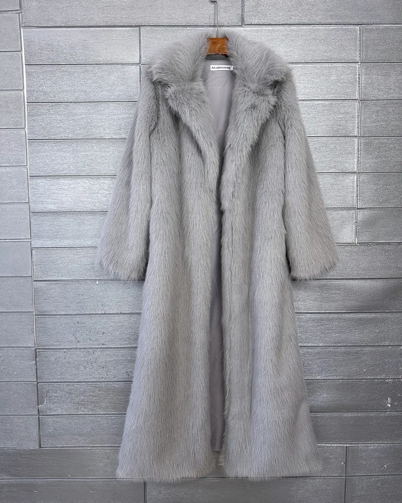 Overcoat Fur & Faux Fur 2026 New Fashion High Quality Women's Fur Coat Winter Season Style Lapel Thick Imitation Fur Women H320