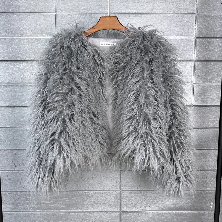 LANMREM Fashion Imitation Fur Coat Women's O-neck Long Sleeves Bright Color Elegant Coats Party Clothes Autumn Winter New 2Z2561