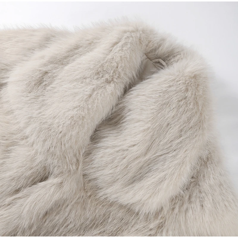 Elegant Luxury Thicken Brown Faux Fur Coats Women Loose Lapel Long Sleeve Furry Coats 2025 Winter Lady Warm Chic Outwear New