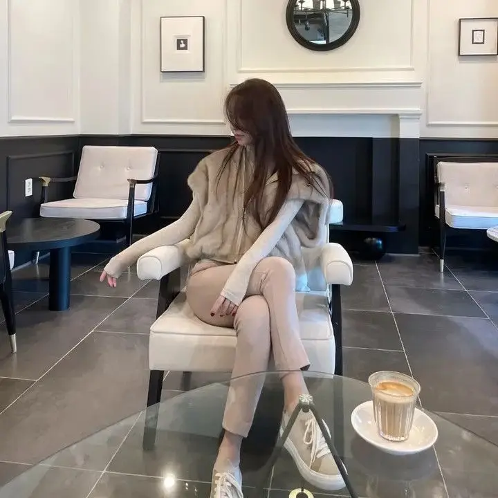 NiceMix Faux Fur Vest Women Hooded Zip Up Warm Winter Sleeveless Gilet Waistcoat Veste Жилетка Меховая Женская С Капюшоном 조끼