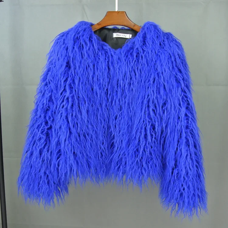 Women Imitation Sheep Faux Short Coat Thermal Slim Fit Loose Elegant High Street Button Jacket Round Neck 2026 Winter Outwear