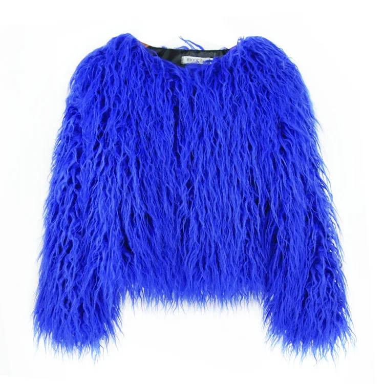 Women Imitation Sheep Faux Short Coat Thermal Slim Fit Loose Elegant High Street Button Jacket Round Neck 2026 Winter Outwear
