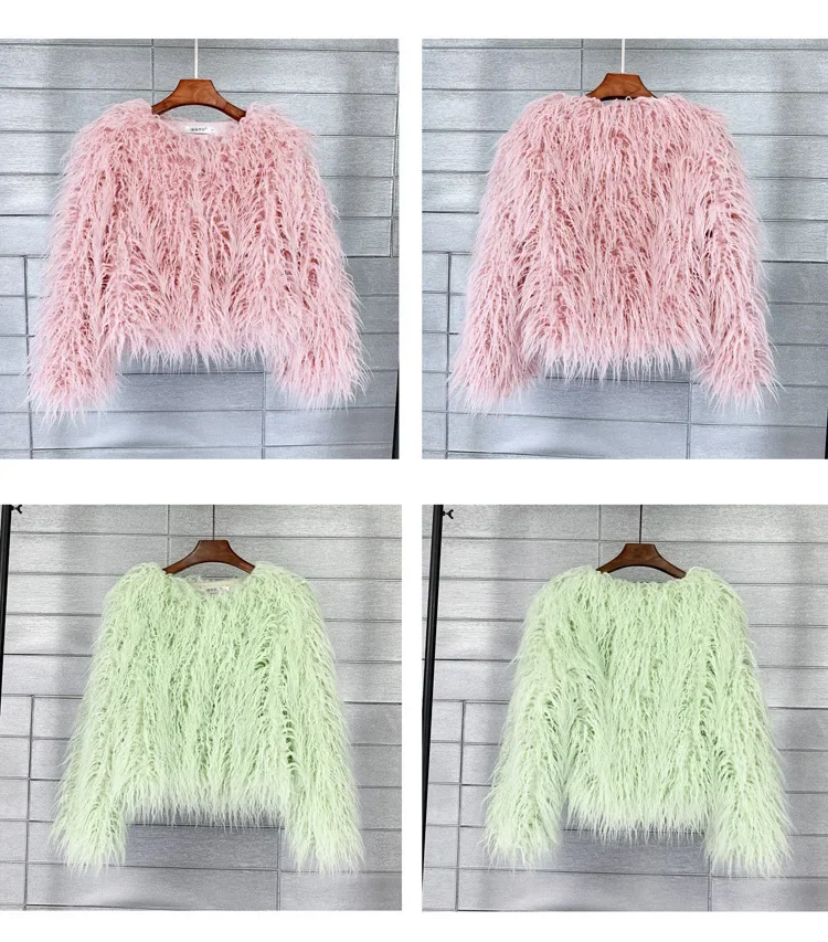 Women Imitation Sheep Faux Short Coat Thermal Slim Fit Loose Elegant High Street Button Jacket Round Neck 2026 Winter Outwear