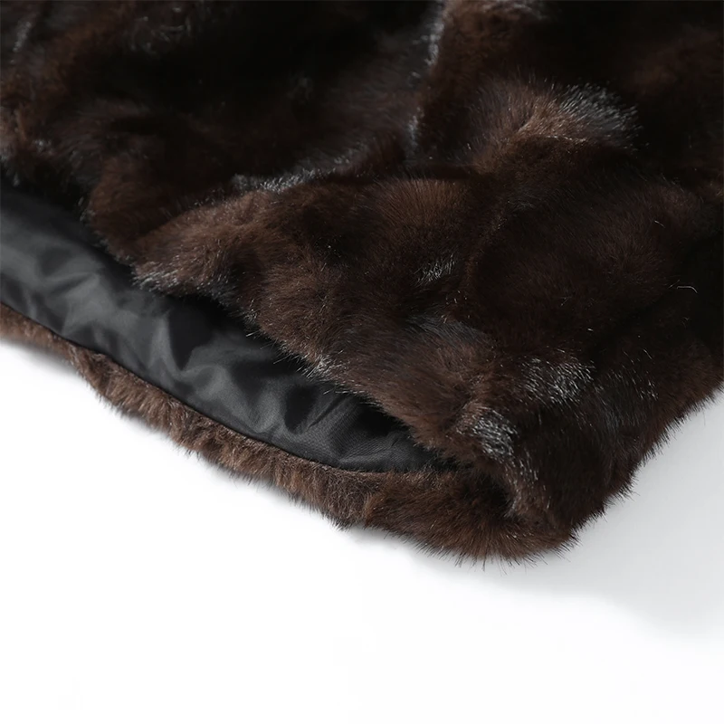 Brown Lace Up Faux Fur Coat Women Fashion Casual Full Sleeve Fluffy Loose Striped Long Coats Lady Winter Daily Street Jacket