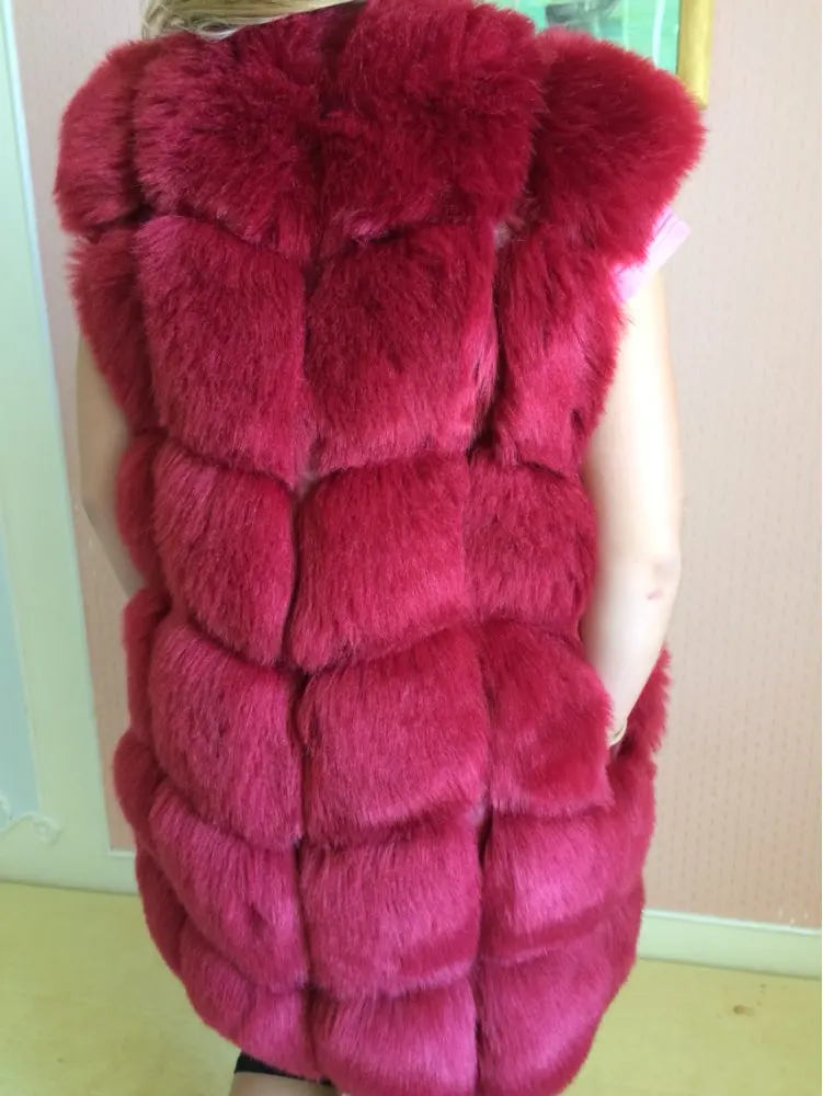 ZADORIN Hotsale Female Fur Waistcoat Winter Fluffy Faux Fur Vest Women O-Neck Spliced Sleeveless Long Faux Fur Coat Woman Vests