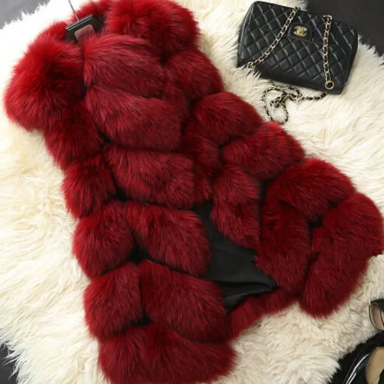 ZADORIN Hotsale Female Fur Waistcoat Winter Fluffy Faux Fur Vest Women O-Neck Spliced Sleeveless Long Faux Fur Coat Woman Vests