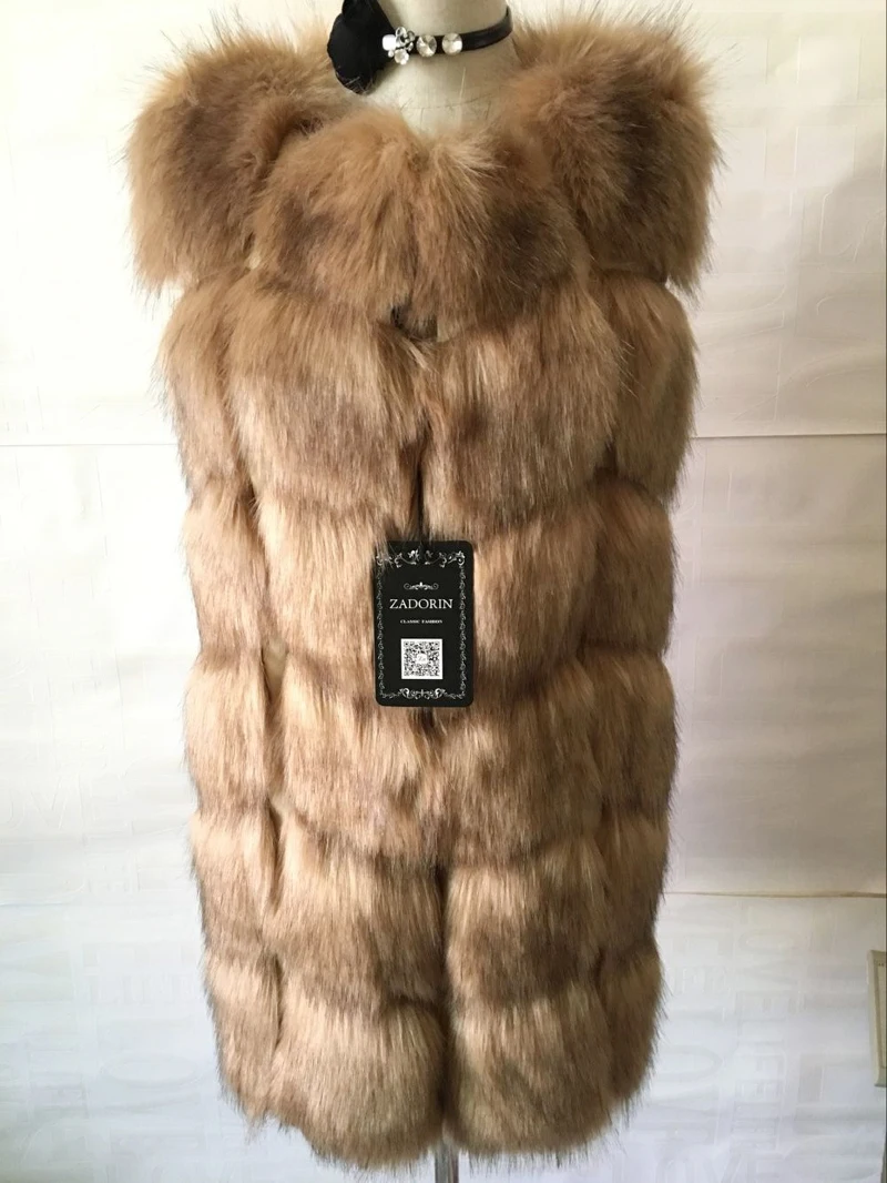 ZADORIN Hotsale Female Fur Waistcoat Winter Fluffy Faux Fur Vest Women O-Neck Spliced Sleeveless Long Faux Fur Coat Woman Vests