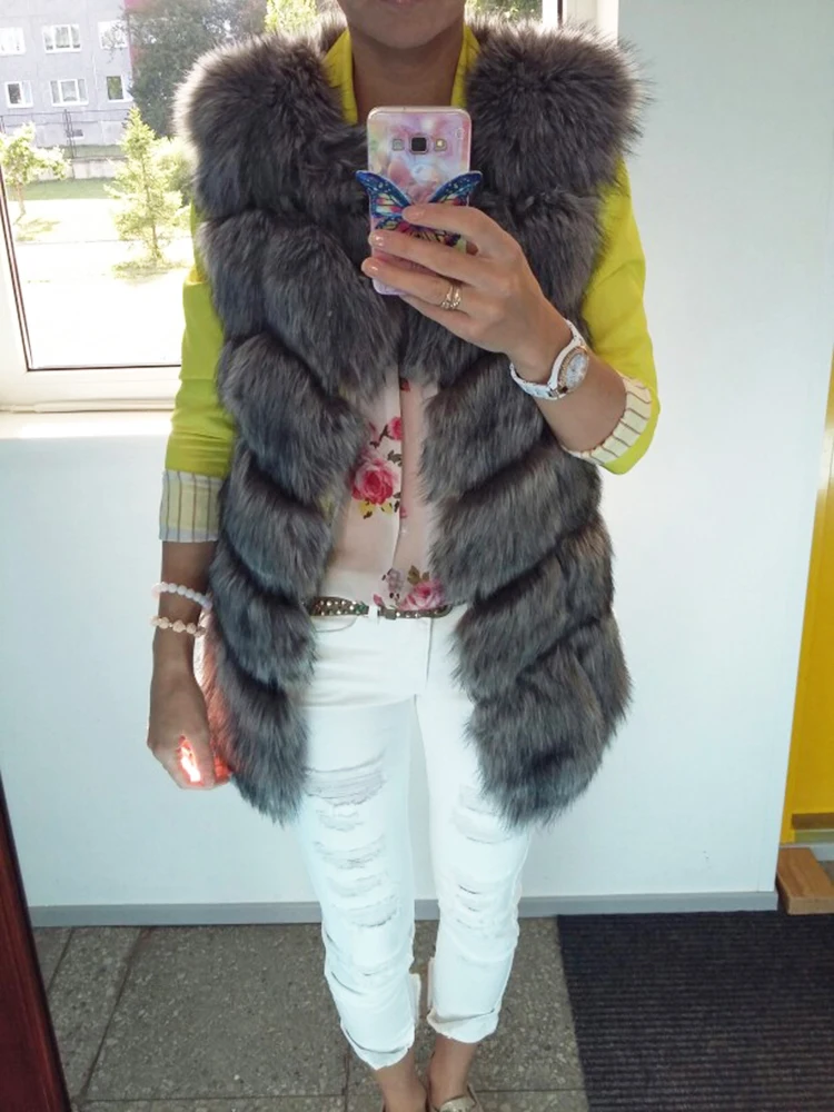 ZADORIN Hotsale Female Fur Waistcoat Winter Fluffy Faux Fur Vest Women O-Neck Spliced Sleeveless Long Faux Fur Coat Woman Vests